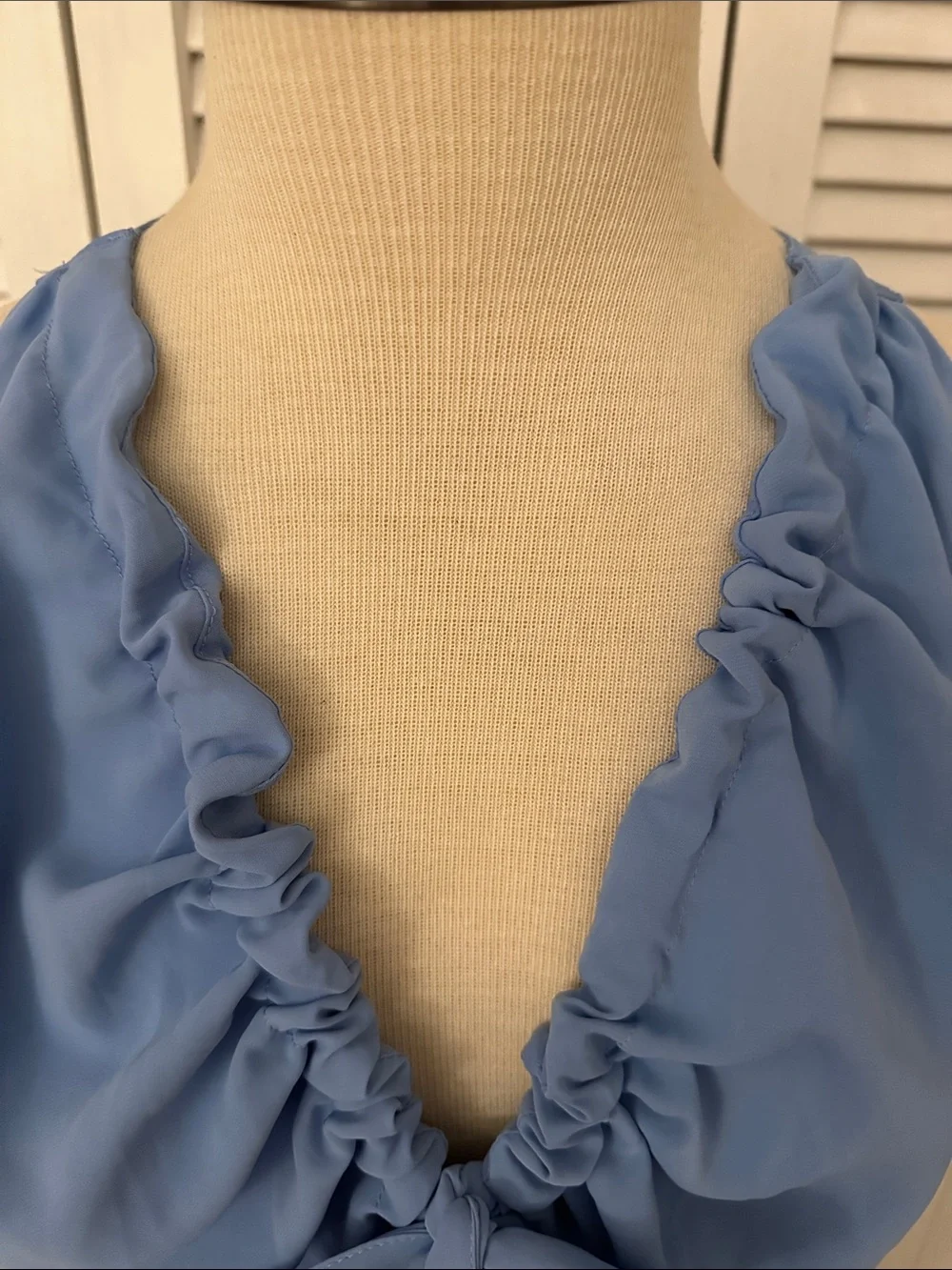 Abercrombie & Fitch Sky Blue Ruffle Tie-Front Maxi Dress